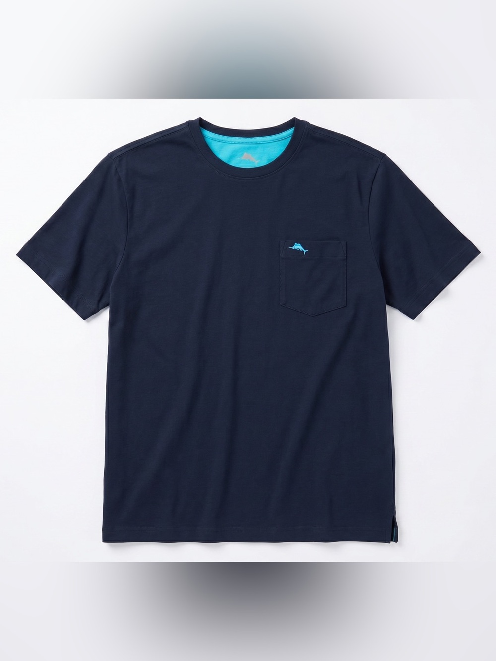 Tommy Bahama Men's Black Short Sleeve Pocket Tee T Shirt Aqua Blue Logo XL